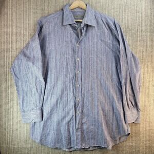 Etro Shirt‎ Mens 44 Blue Striped Made in Italy Long Sleeve Button Front Collared